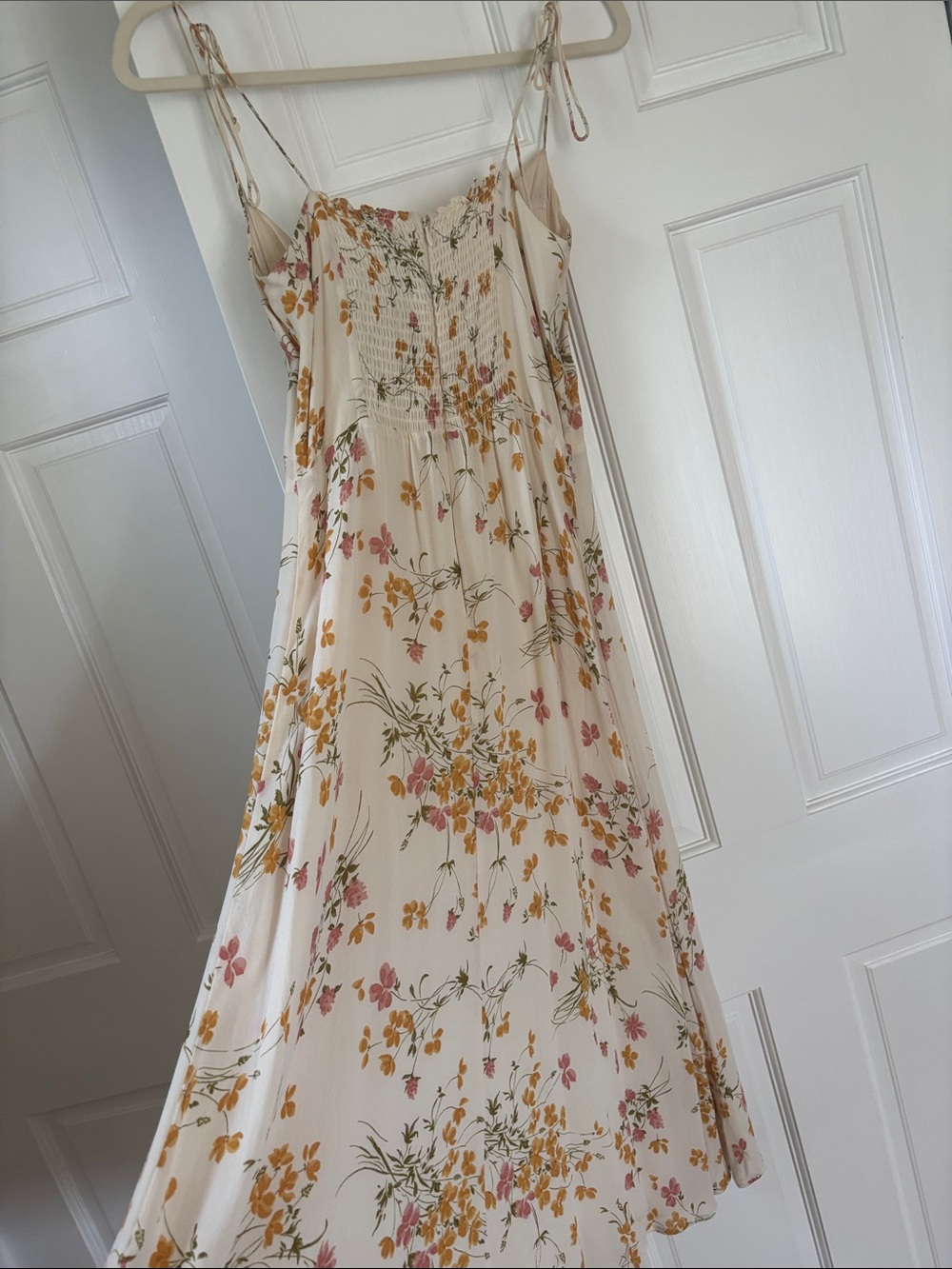 Reformation Juliet Cream Floral Cowl Midi Dress in Pink & Yellow - Picture 3 of 4